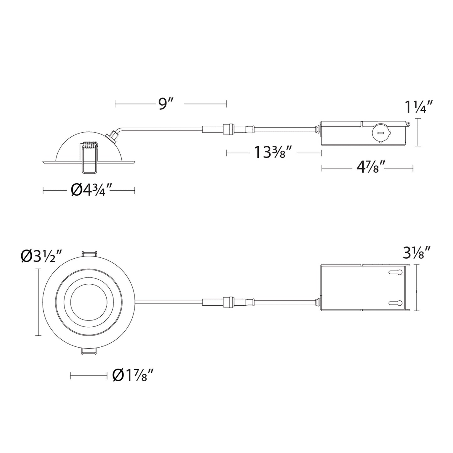 Lotos R Adjustable Downlight Round 4In 5CCT - line drawing.
