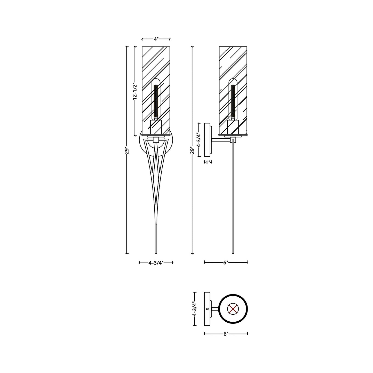 WS1108 Wall Light - line drawing.