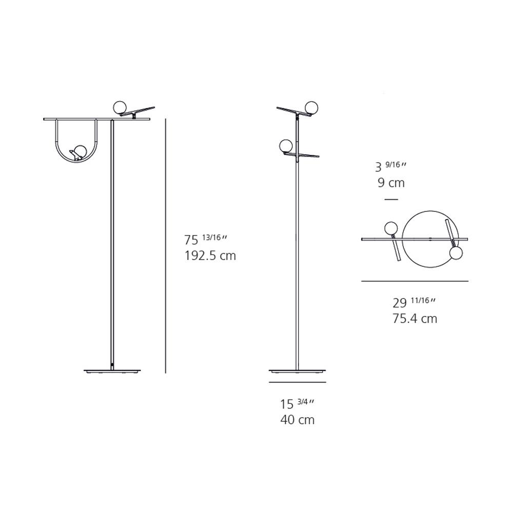 Yanzi LED Floor Lamp - line drawing.