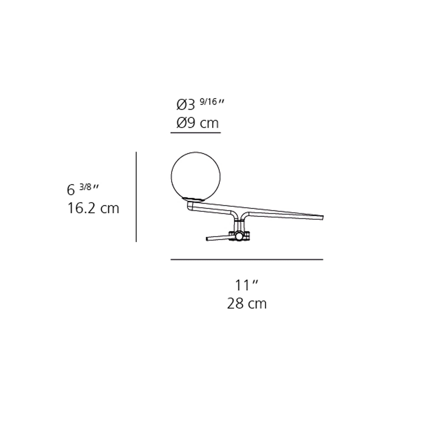 Yanzi LED Table Lamp - line drawing.