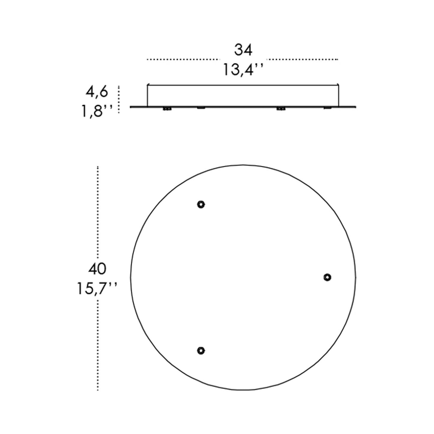 Multi-Light Round Canopy - line drawing.