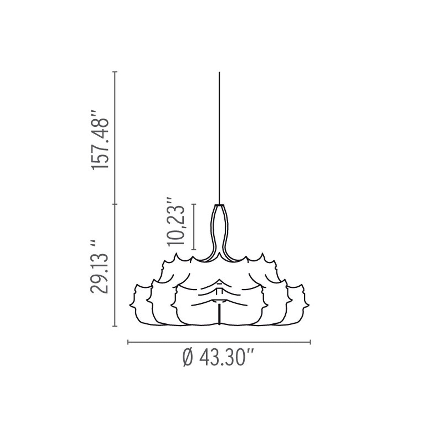 Zeppelin Chandelier Line Drawing.