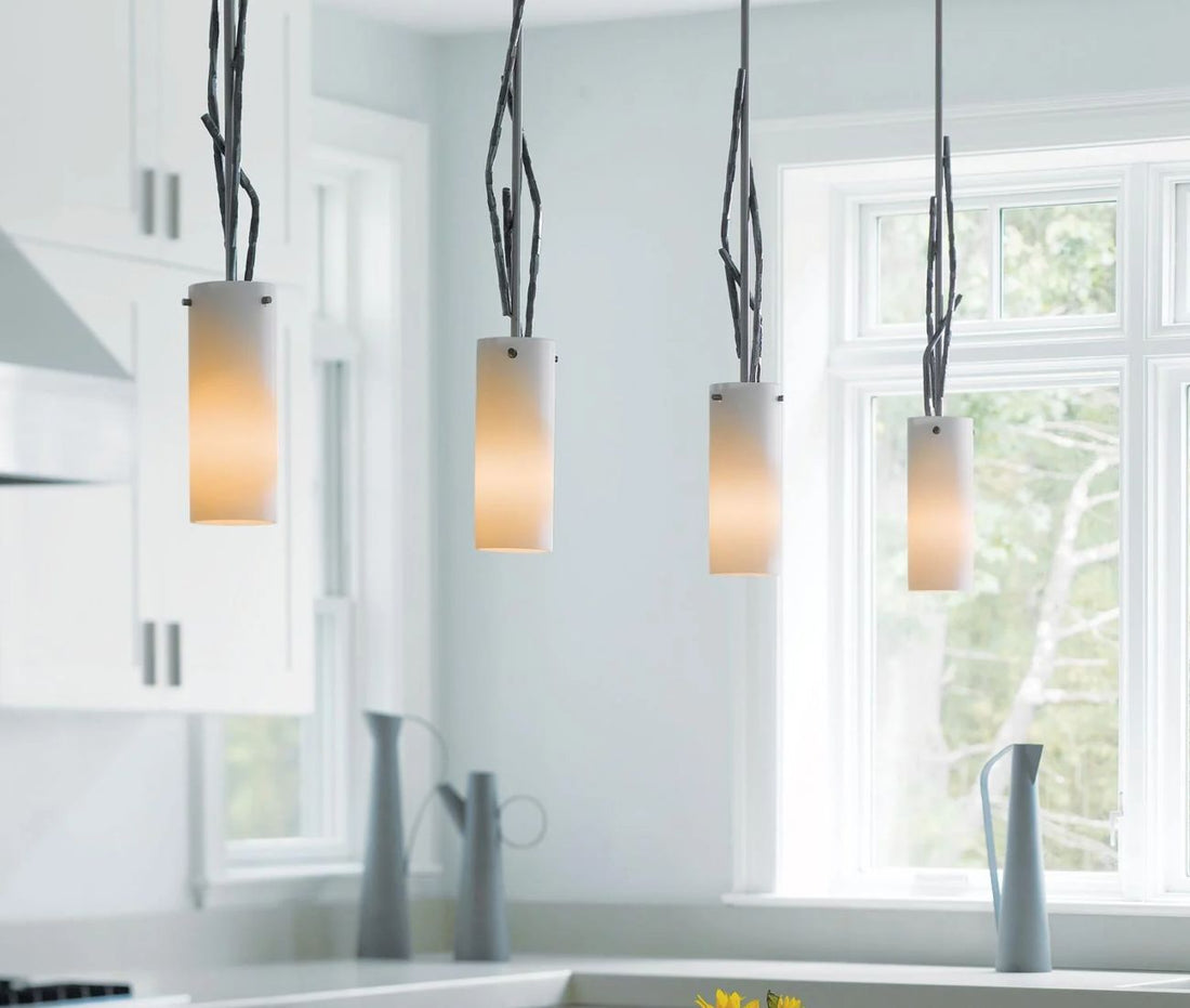 Pendant lights above a kitchen island