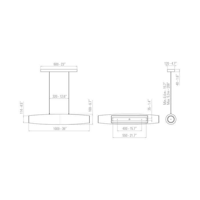 Colonne LED Pendant Light - line drawing.