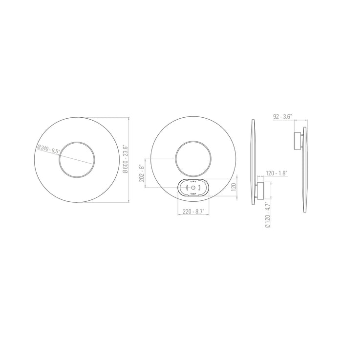 Iris LED Ceiling / Wall Light - line drawing.