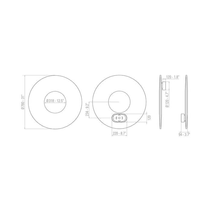 Iris LED Ceiling / Wall Light - line drawing.