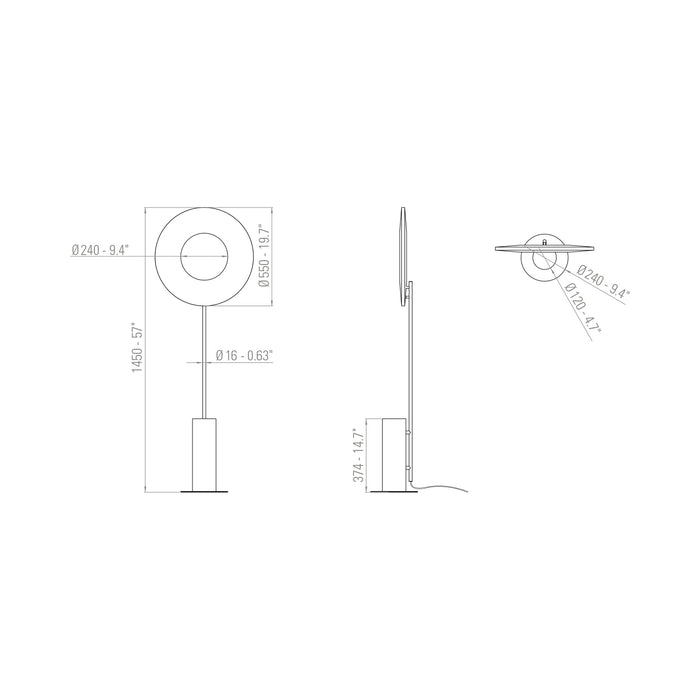 Iris LED Floor Lamp - line drawing.