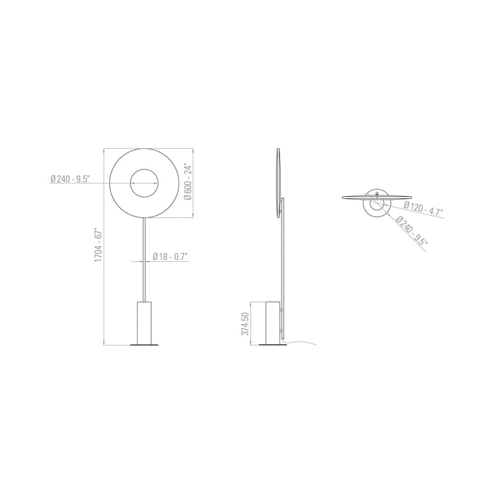 Iris LED Floor Lamp - line drawing.