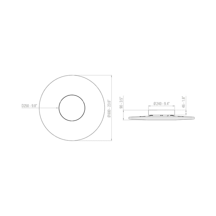 Iris LED Flush Mount Ceiling Light - line drawing.