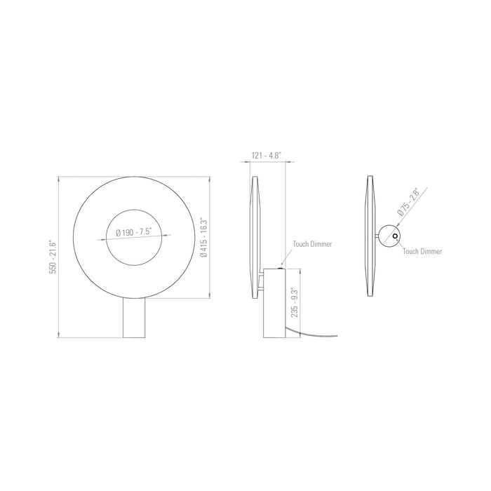 Iris LED Table Lamp - line drawing.