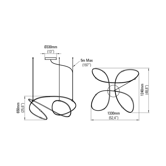 Zigouzi LED Pendant Light - line drawing.