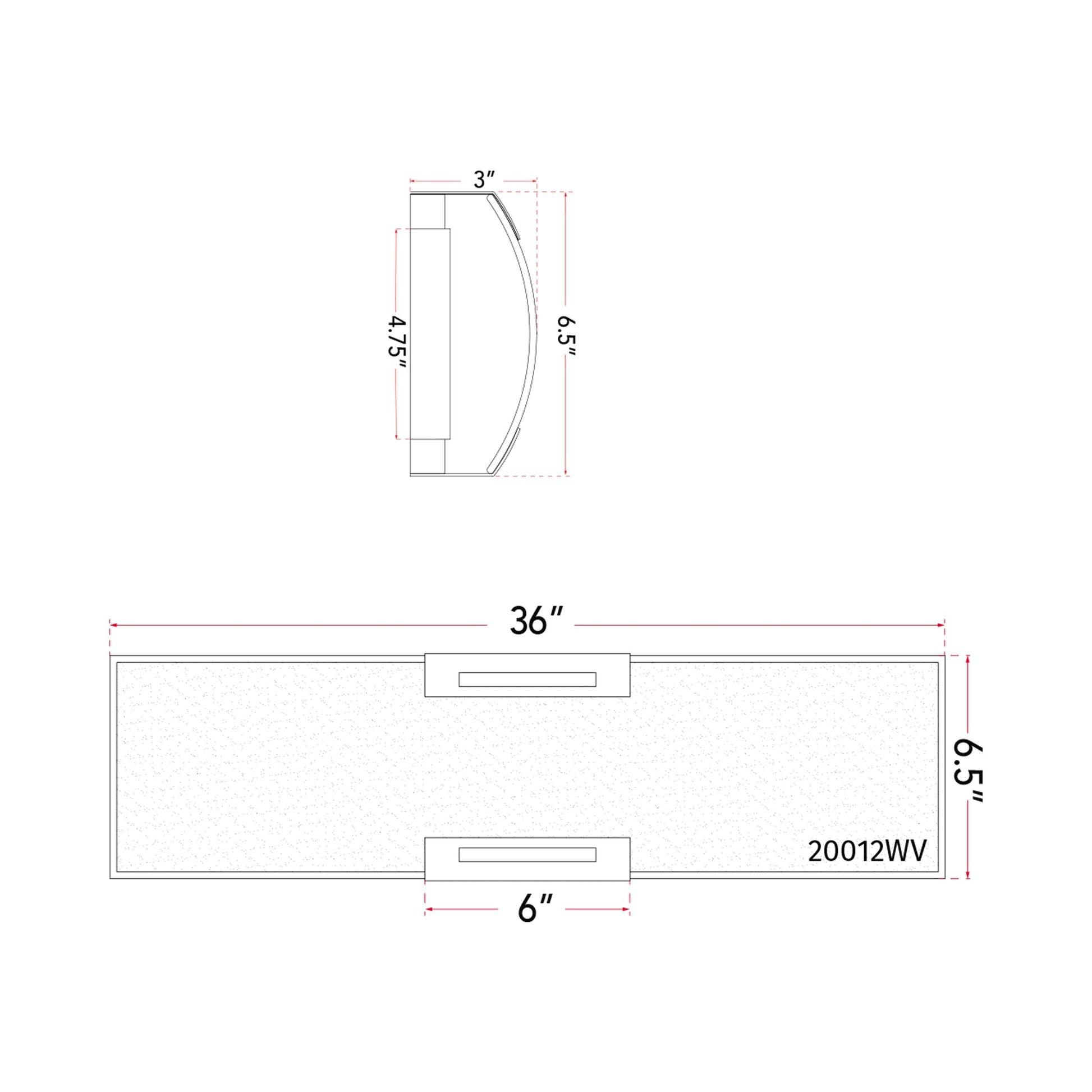 Allure LED Bath Vanity Light - line drawing.
