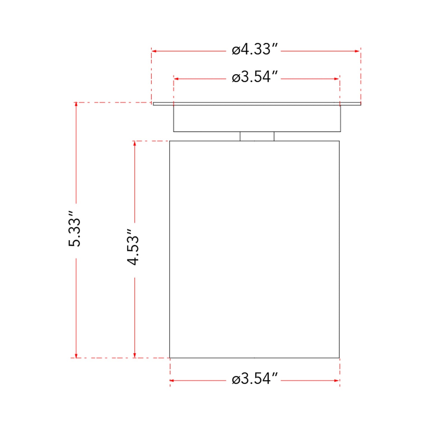 Arc LED Spot Light - line drawing.