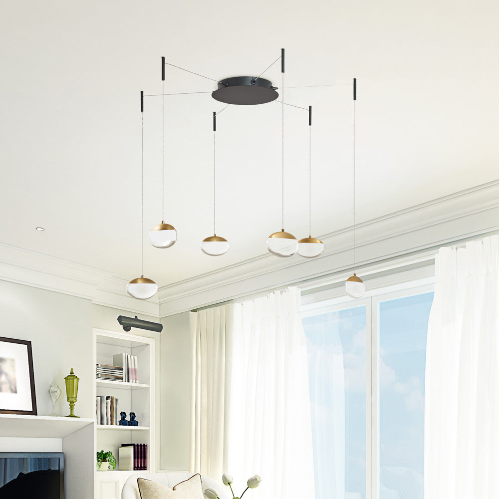 Athena LED Chandelier in living room.