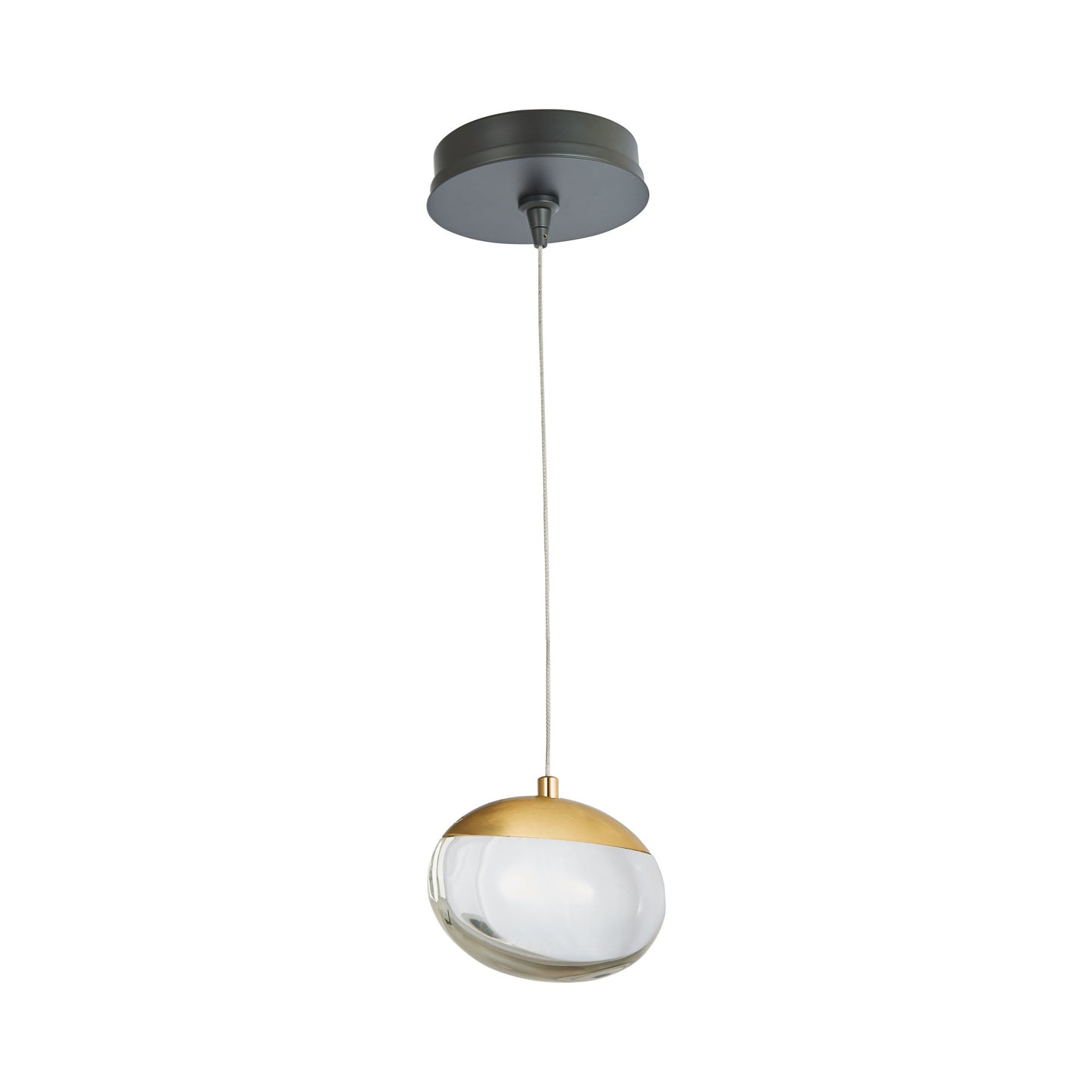 Athena LED Pendant Light in Matte Black/Brushed Brass (With Canopy).