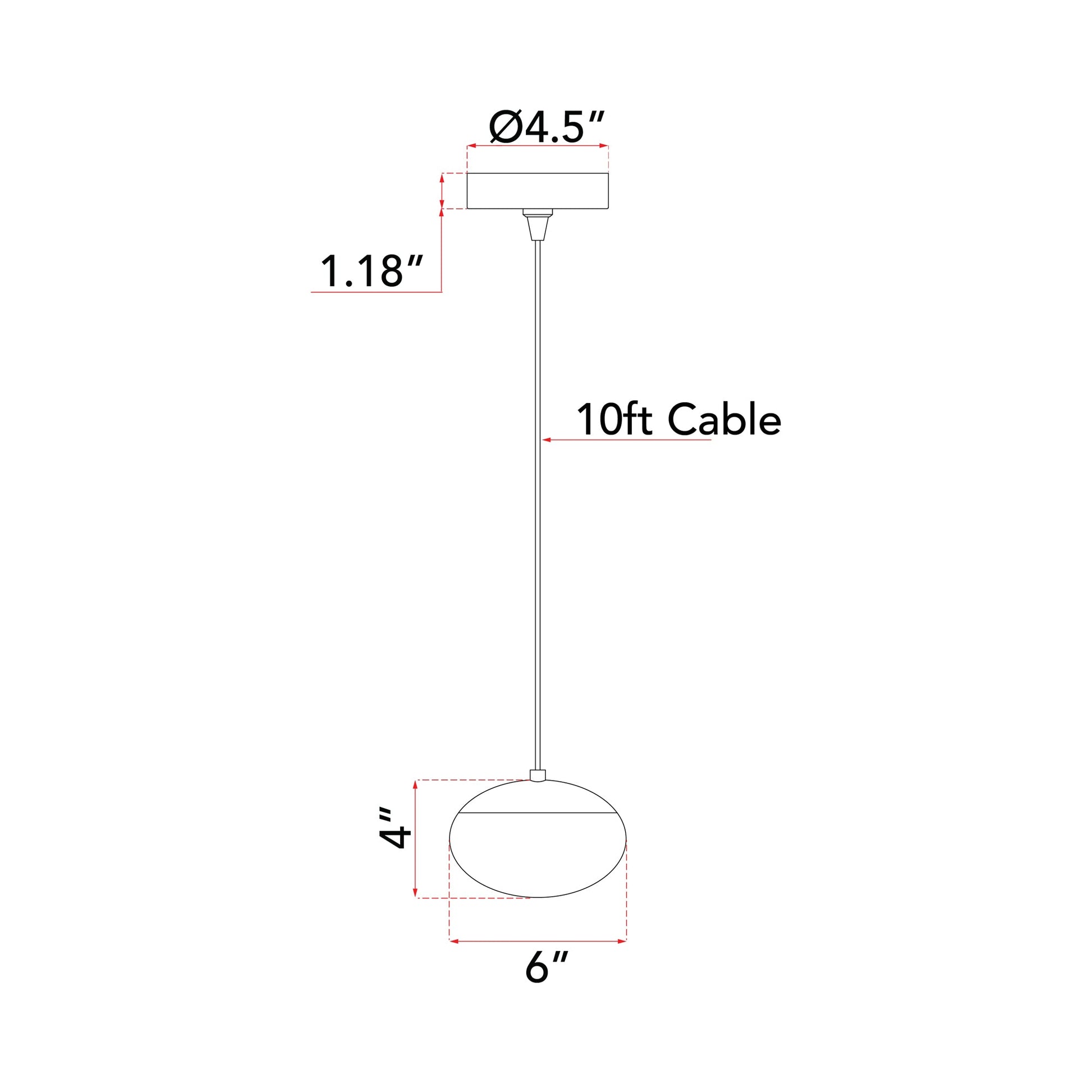 Athena LED Pendant Light - line drawing.