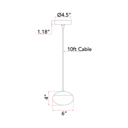 Athena LED Pendant Light - line drawing.