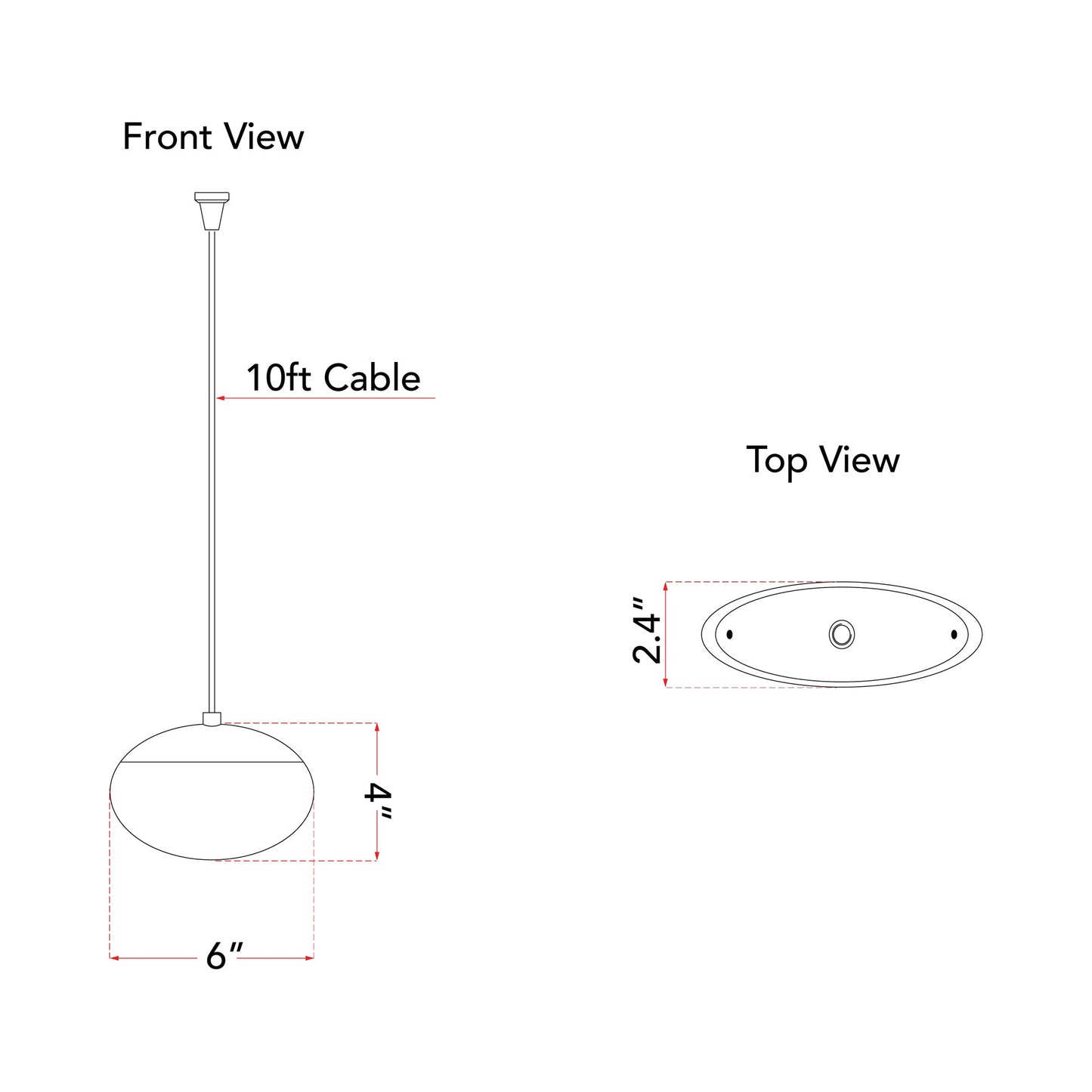 Athena LED Pendant Light - line drawing.
