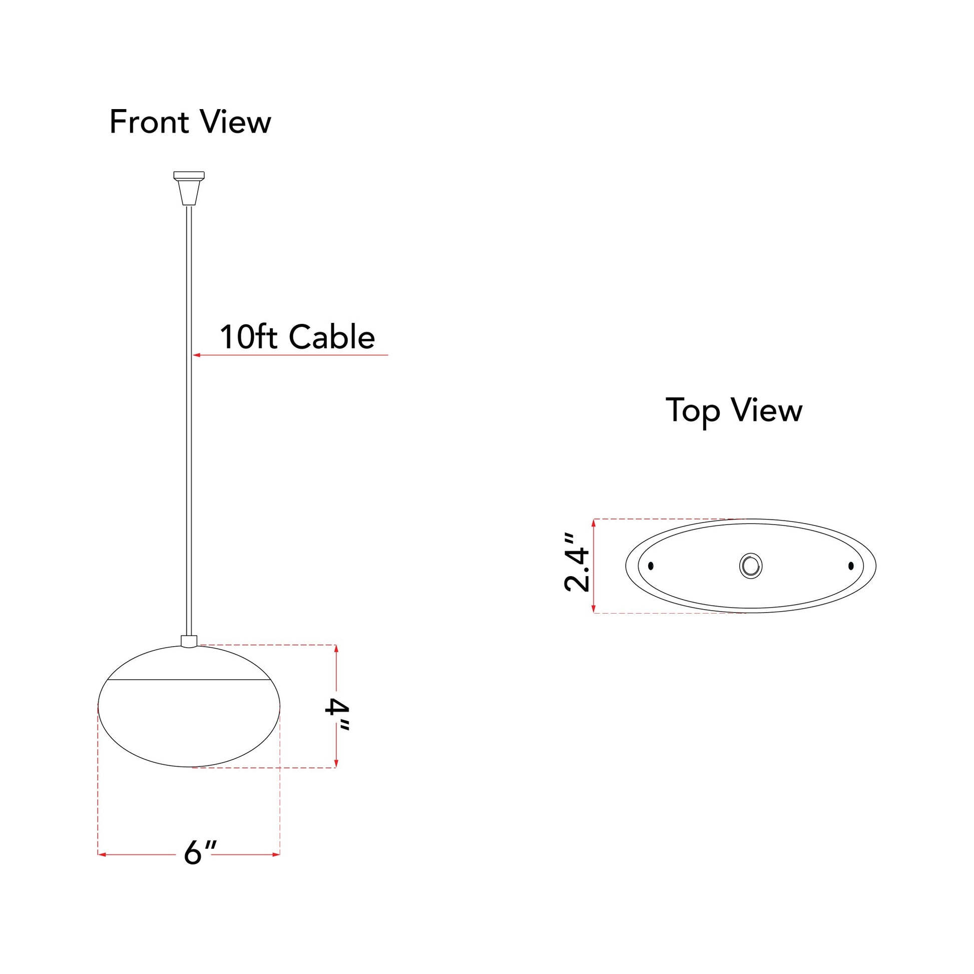 Athena LED Pendant Light - line drawing.