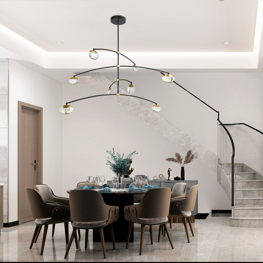 Athena Teardrop LED Chandelier in dining room.