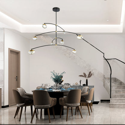 Athena Teardrop LED Chandelier in dining room.