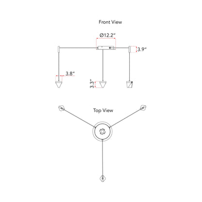 Atlas LED Chandelier - line drawing.