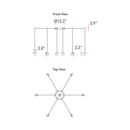 Atlas LED Chandelier - line drawing.