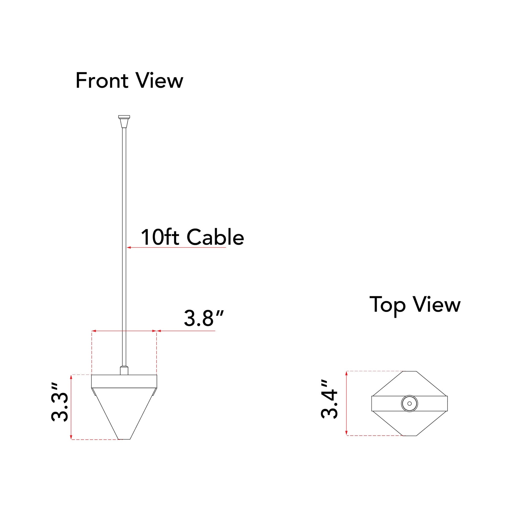 Atlas LED Pendant Light - line drawing.