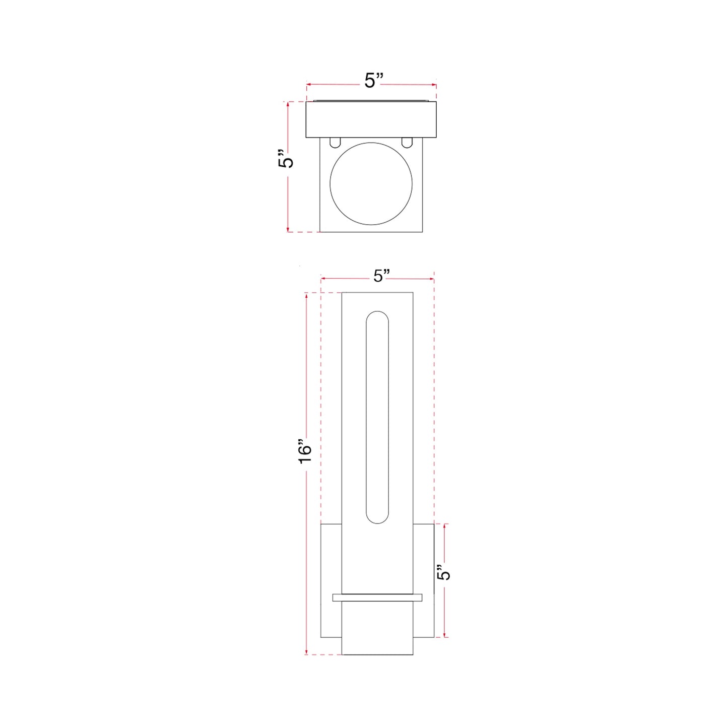 Beacon Outdoor LED Wall Light - line drawing.