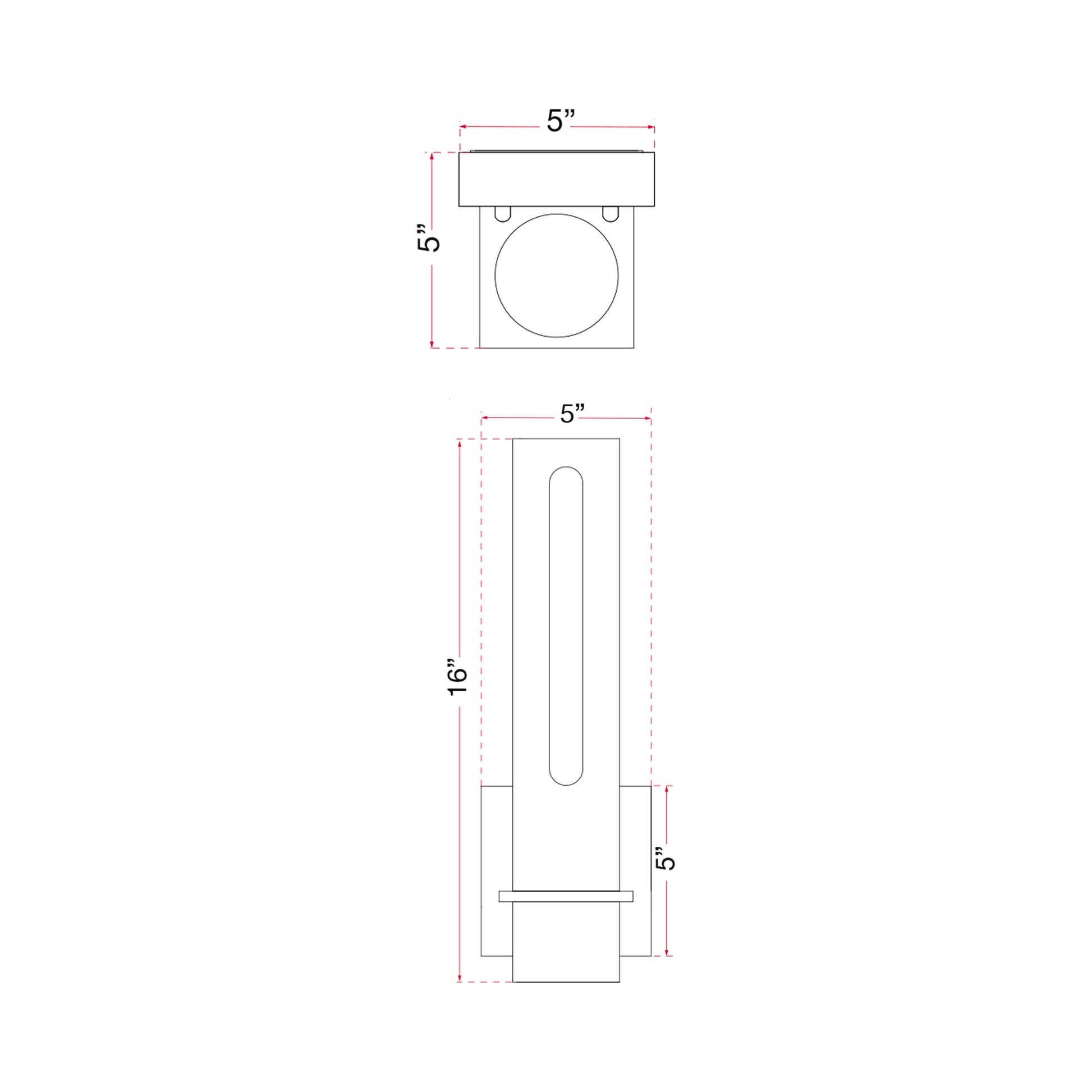 Beacon Outdoor LED Wall Light - line drawing.