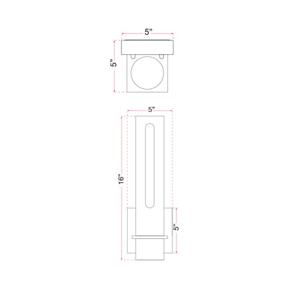 Beacon Outdoor LED Wall Light - line drawing.