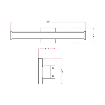 Bend LED Bath Vanity Light - line drawing.