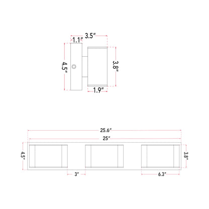 Bianca LED Bath Vanity Light - line drawing.