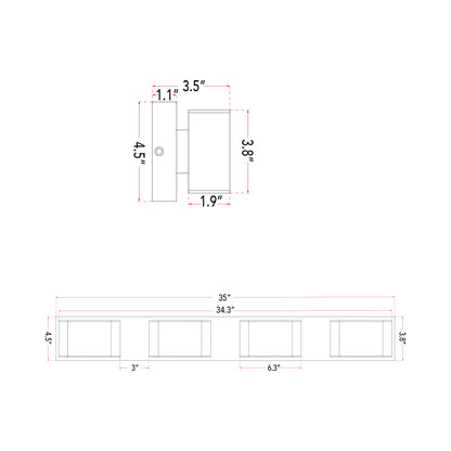 Bianca LED Bath Vanity Light - line drawing.
