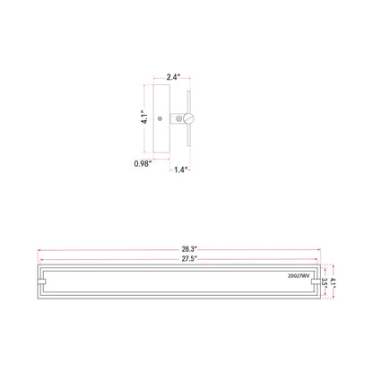 Blaze LED Bath Vanity Light - line drawing.