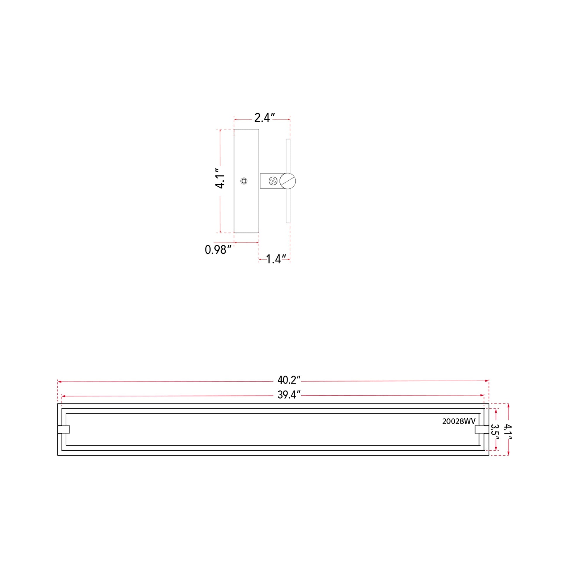 Blaze LED Bath Vanity Light - line drawing.