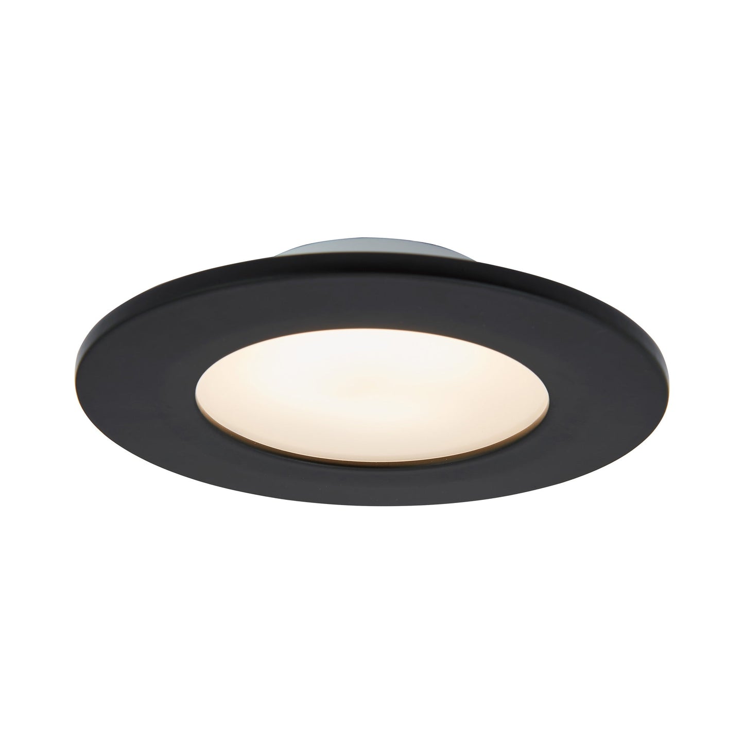 Button LED Flush Mount Ceiling Light in Black.