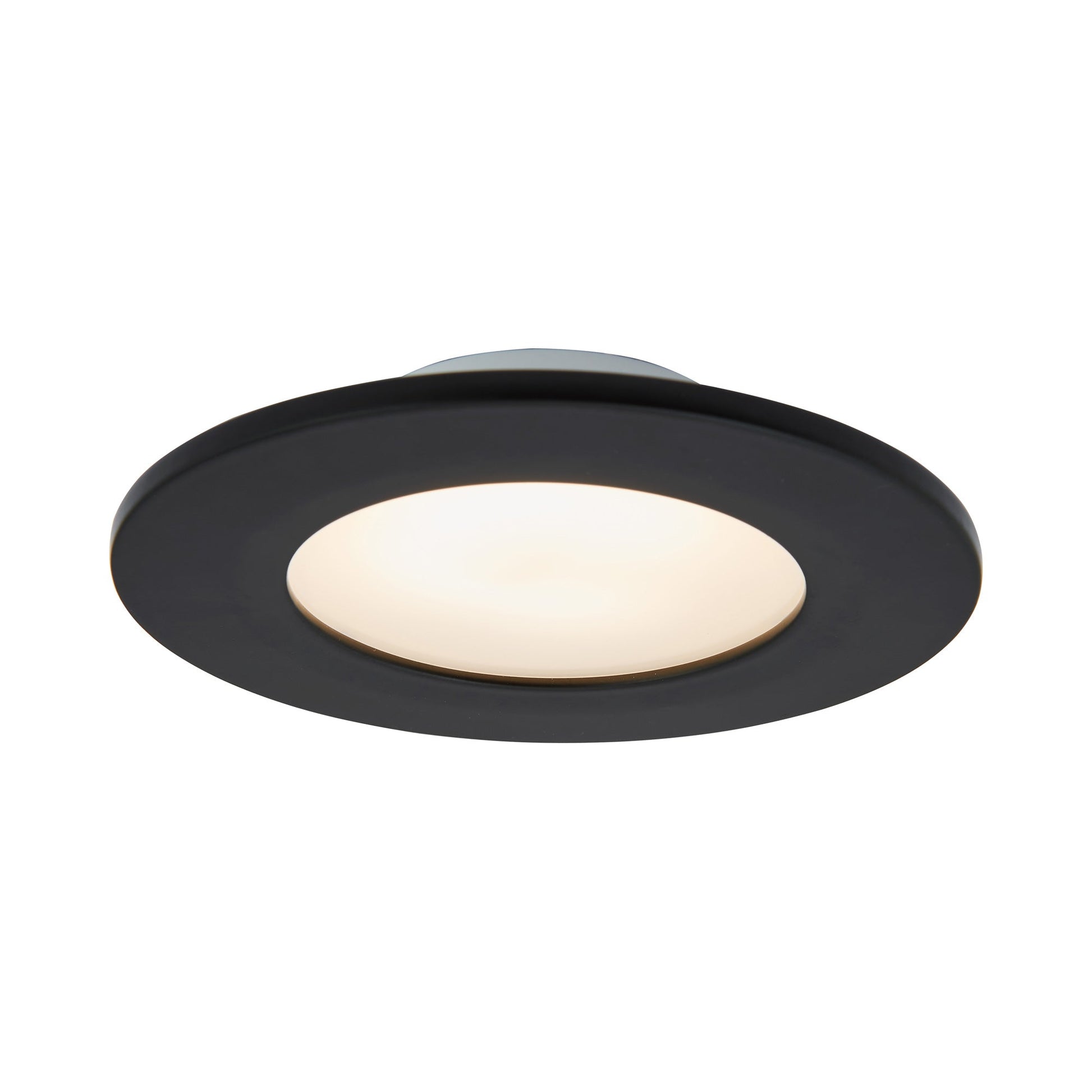 Button LED Flush Mount Ceiling Light in Black.