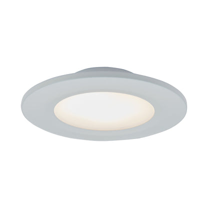 Button LED Flush Mount Ceiling Light in White.