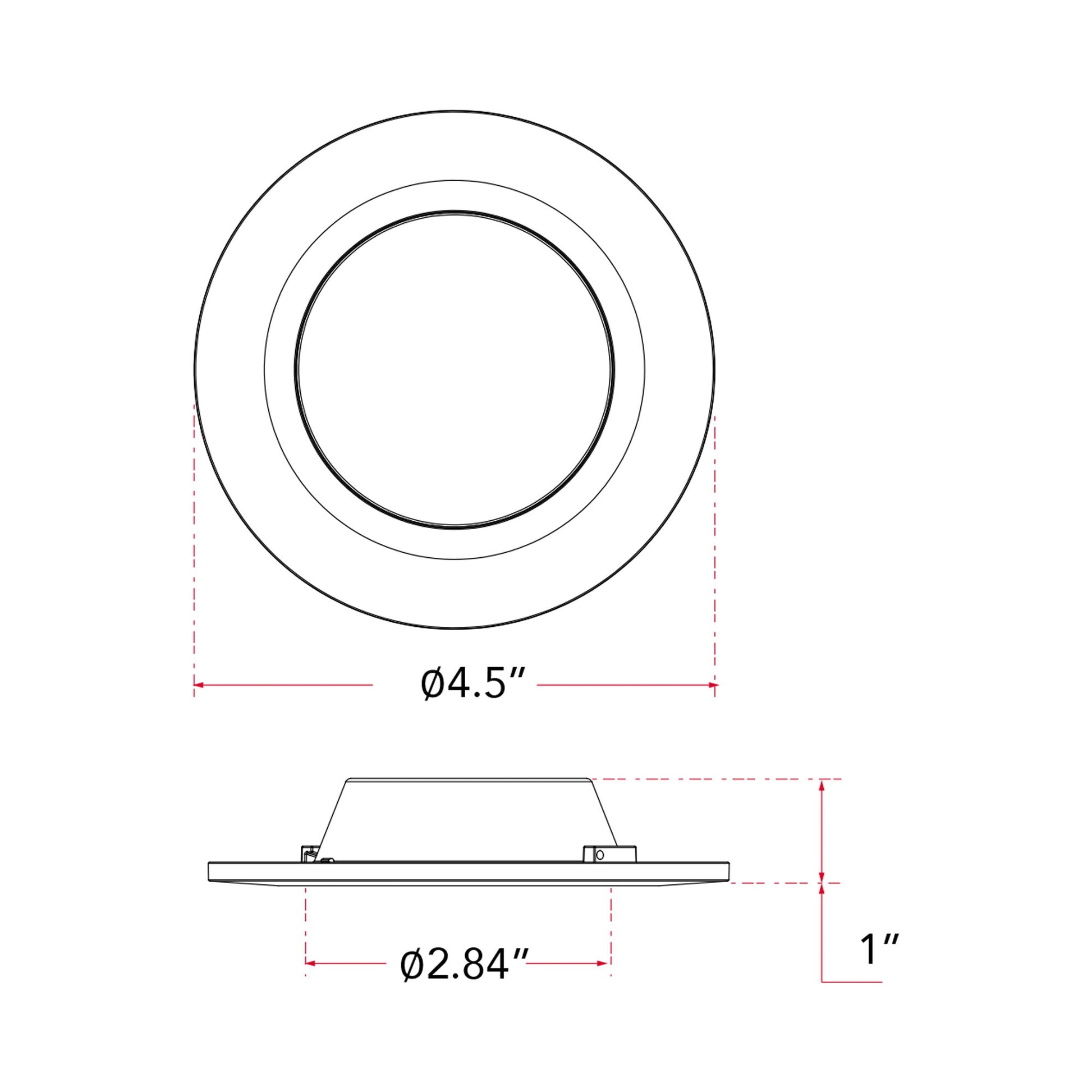 Button LED Flush Mount Ceiling Light - line drawing.