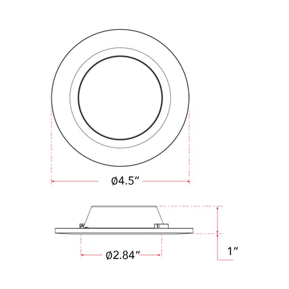 Button LED Flush Mount Ceiling Light - line drawing.