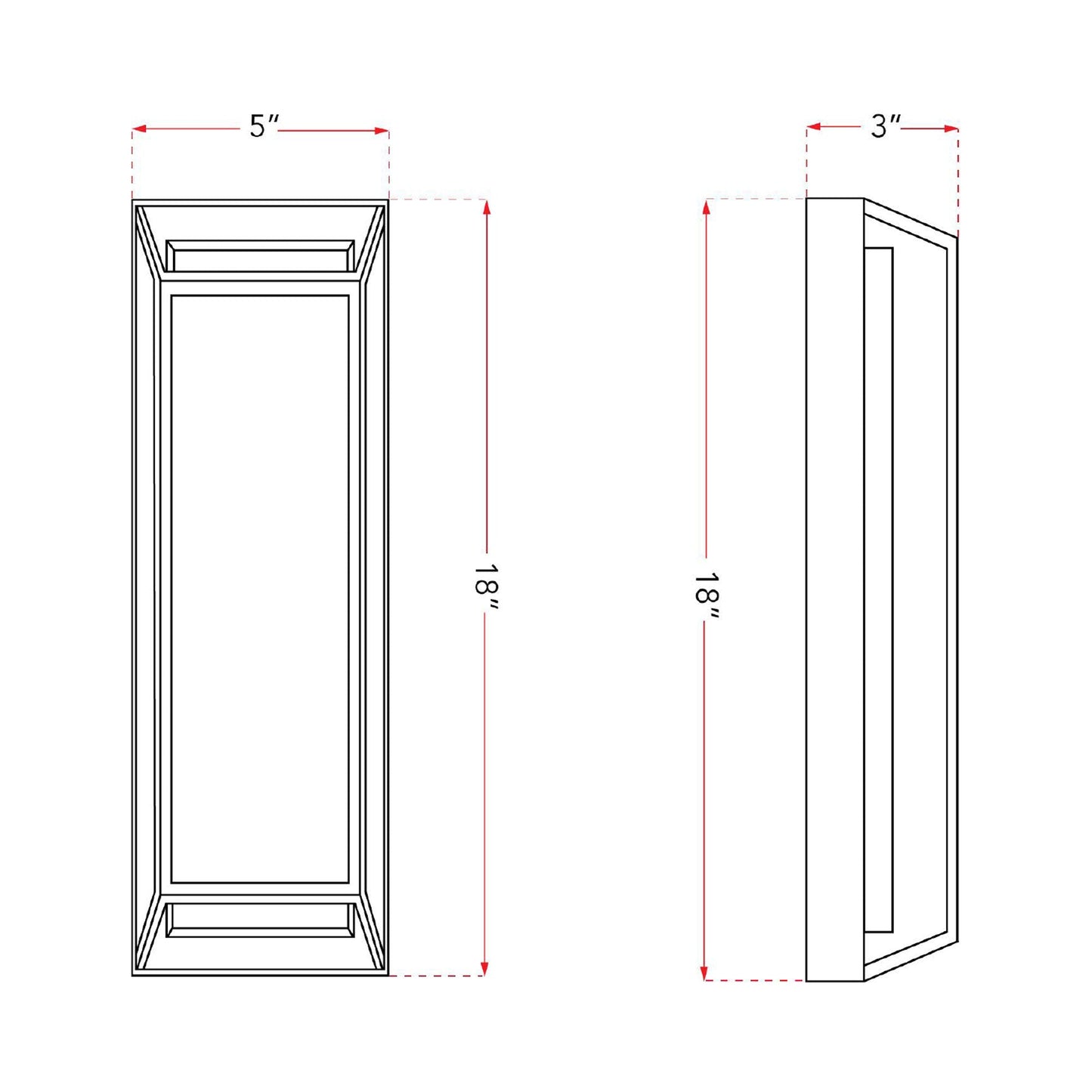 Cell Outdoor LED Wall Light - line drawing.
