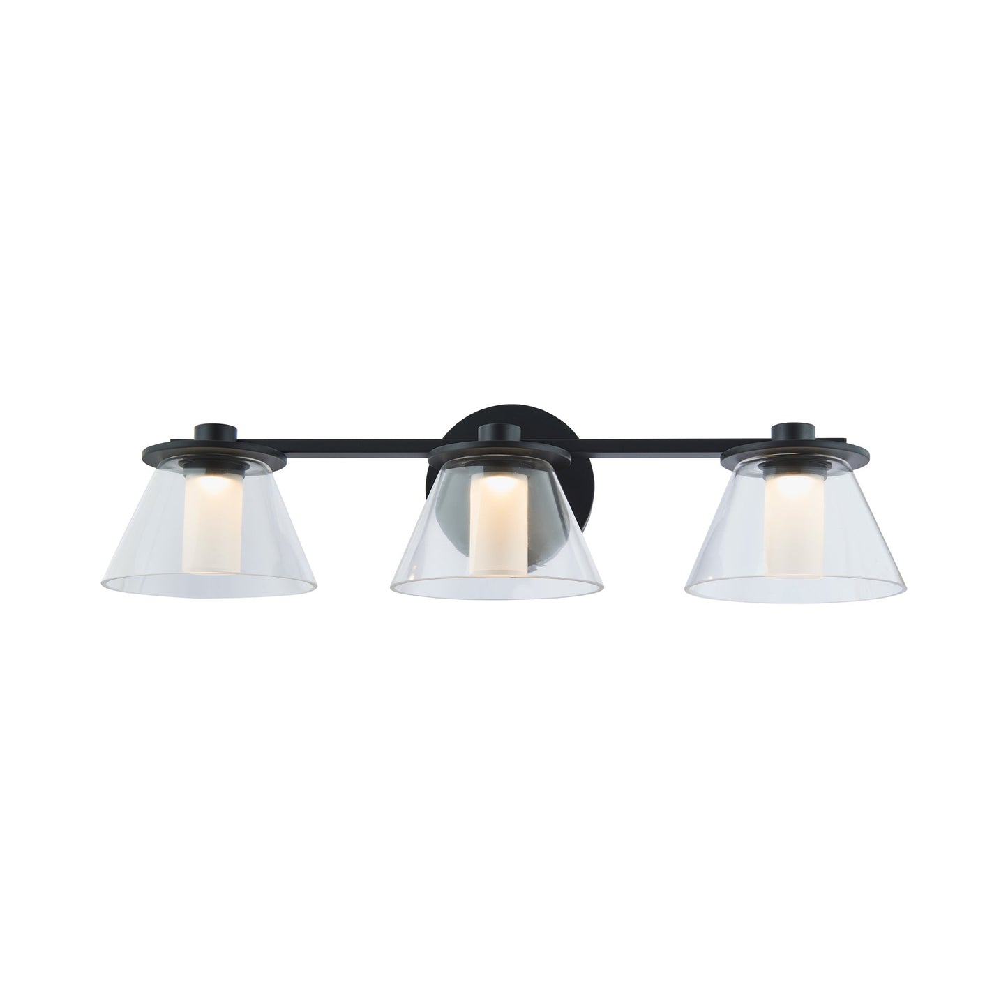 Cone LED Bath Vanity Light in Black (3-Light).