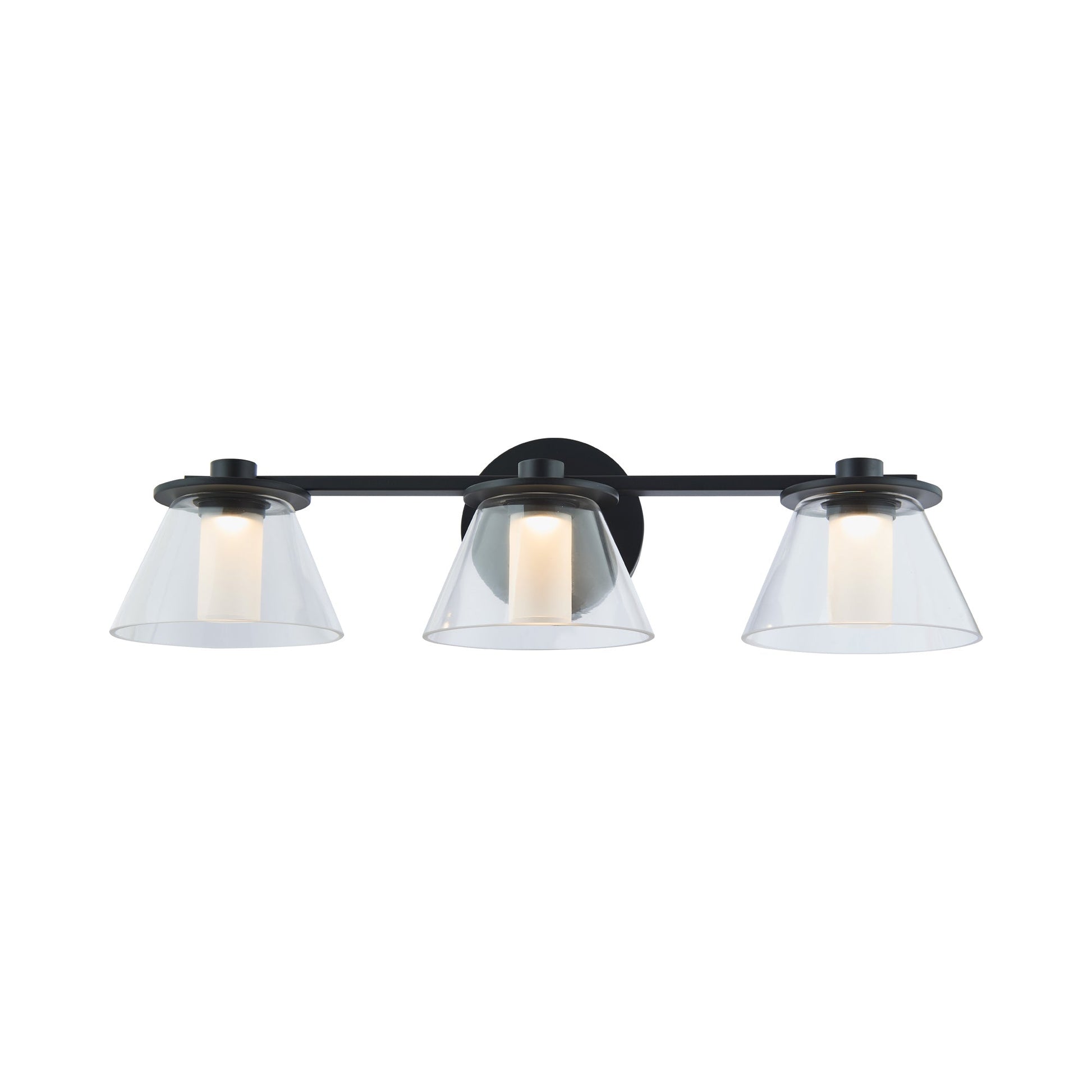Cone LED Bath Vanity Light in Black (3-Light).