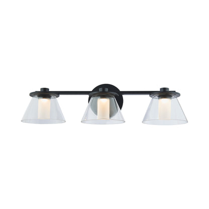Cone LED Bath Vanity Light in Black (3-Light).