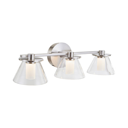 Cone LED Bath Vanity Light in Brushed Nickel (3-Light).