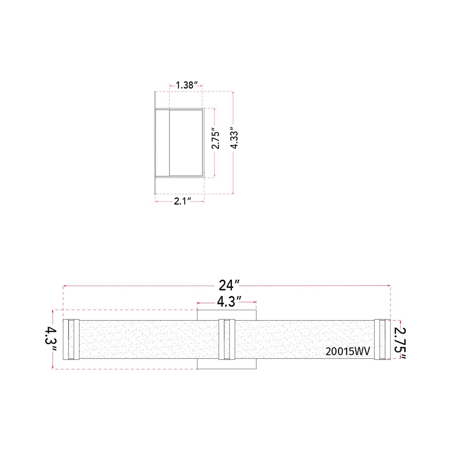 Cosmo LED Bath Vanity Light - line drawing.