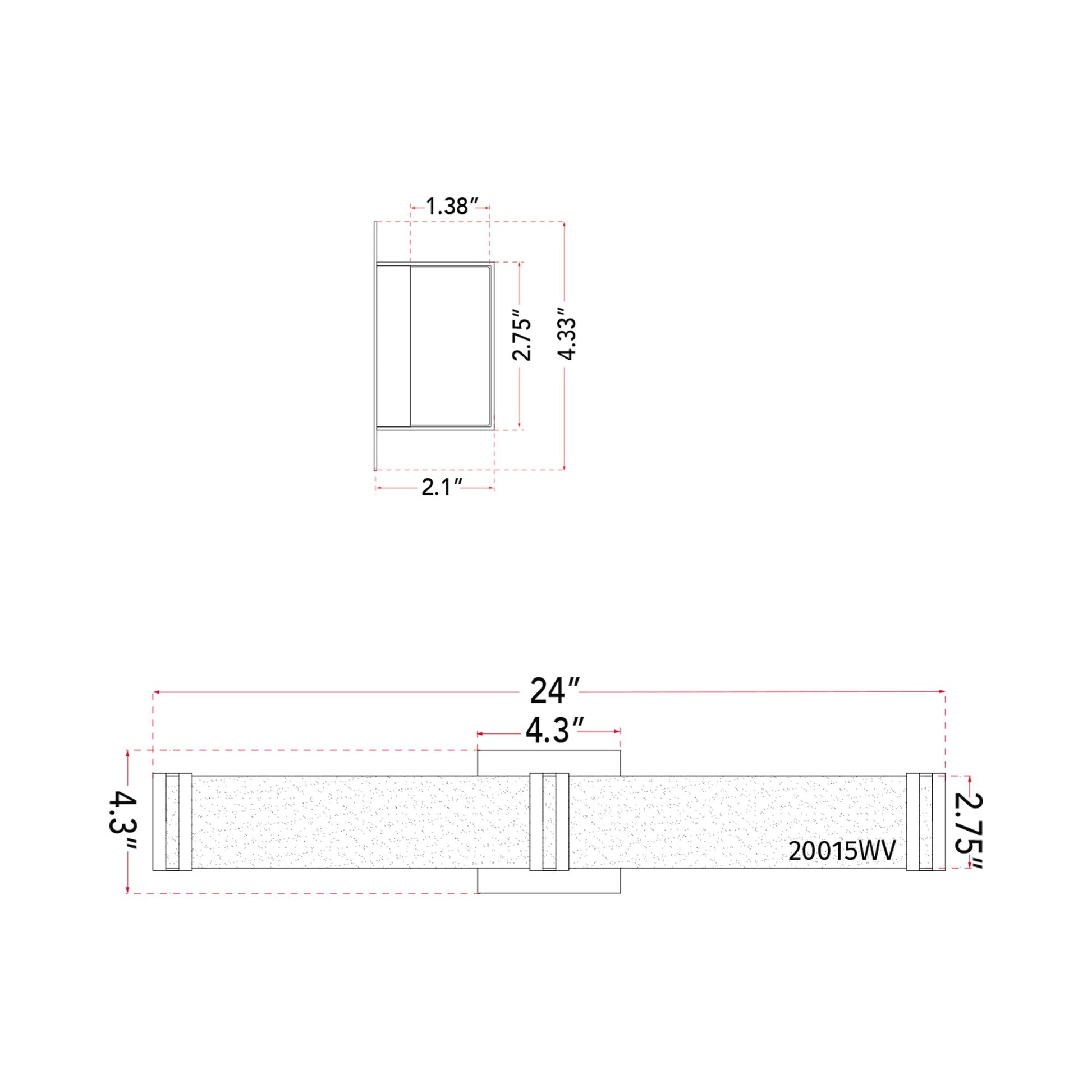 Cosmo LED Bath Vanity Light - line drawing.