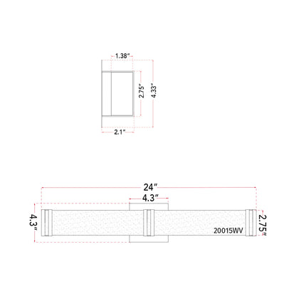 Cosmo LED Bath Vanity Light - line drawing.