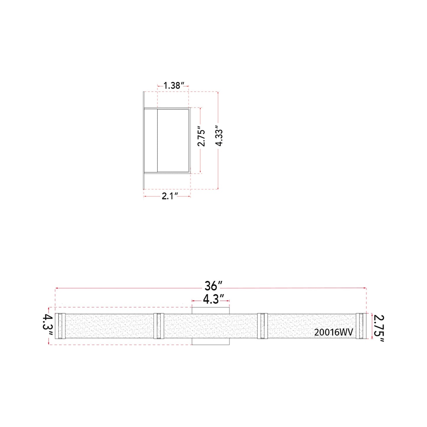 Cosmo LED Bath Vanity Light - line drawing.